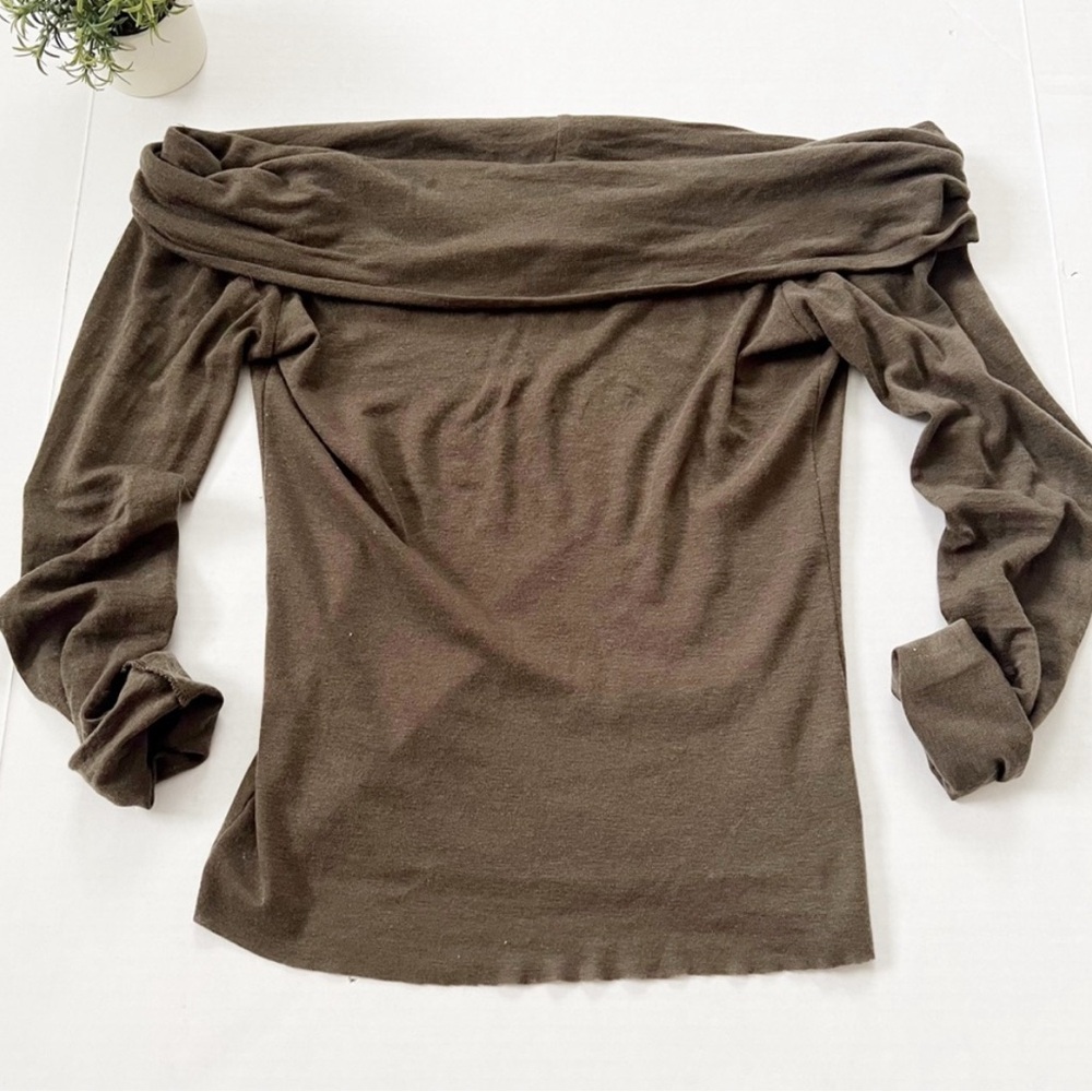 Aritzia Olive Off-Shoulder Top